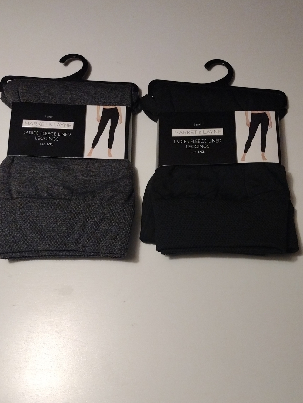 Fleece-Lined Leggings - Black & Dark Gray